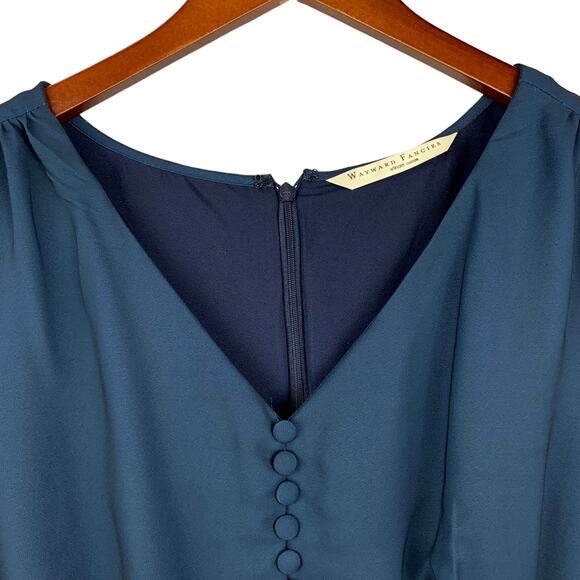 Wayward Fancies eShakti Dress Ombre Star Print Crepe Pleated Empire L 14 16 - Picture 3 of 12